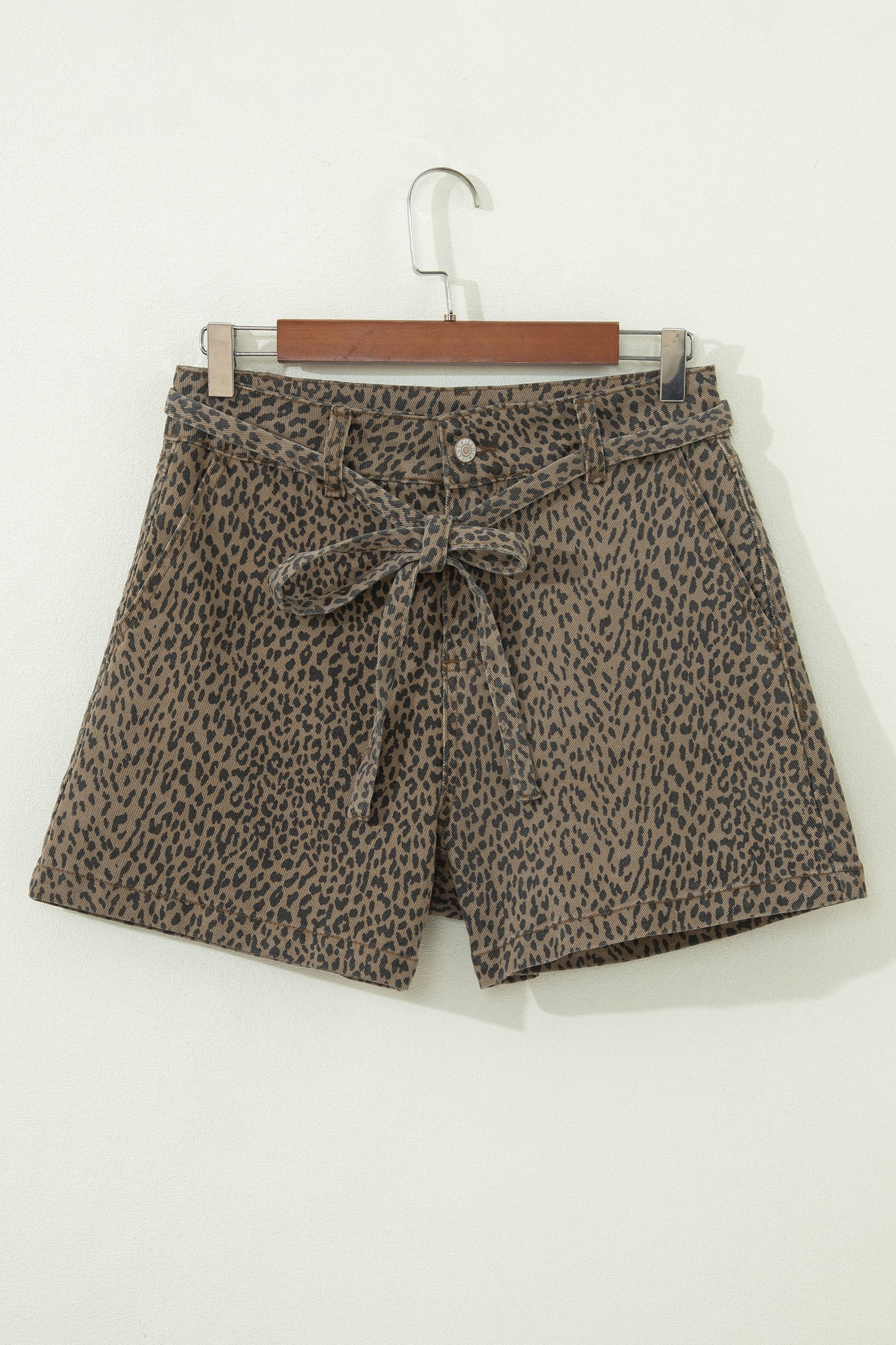 Leopard Print Loose Denim Shorts