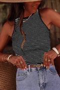 Striped Ribbed Knit Basic Tank