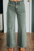 Four Leaf Clover Raw Edge Wide Leg Jeans